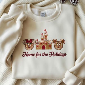 Embroidered Mickey & Minnie Gingerbread Christmas Sweatshirt, Disney Gingerbread Sweatshirt, Christmas Cookie Shirt, Disneyland Sweatshirt,