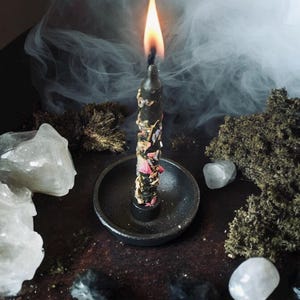 Emotional Stability Spell Candle | Herbal Ritual Candle with Rose, Lavender & Mugwort | Balance, Healing and Emotional Grounding