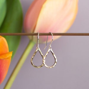 Brass teardrop earrings brass earrings minimalist earrings mixed metal jewelry boho earrings gift under 25 image 1