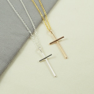 Handmade Sterling Silver Cross Necklace: Skinny Pendant
