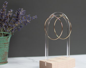 Classic hoop earrings -Gold hoop earrings - hinged hoop earrings - click latch earrings - latch back hoop - jewelry gift under 50