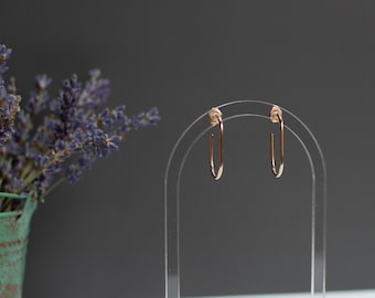 Geometric oval earrings - minimalist earrings - gold oval earrings -oblong silver earrings - oval hoop earrings - gift for her under 50