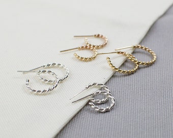 Twisted rope earrings - minimalist hoop earrings - gold rope earrings - circle twisted hoop earrings - gift for her under 50