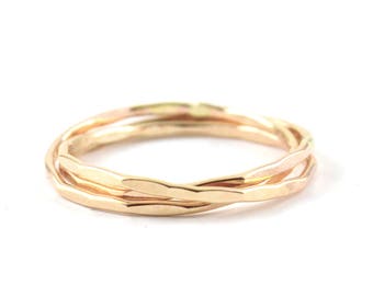 Gold rolling rings - tripple rolling ring-  interlocking ring -  intertwined ring -  gold filled rolling ring- gift for her under 50