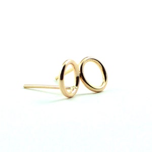 14k Gold Filled Circle Stud Earrings: Minimalist Open Design