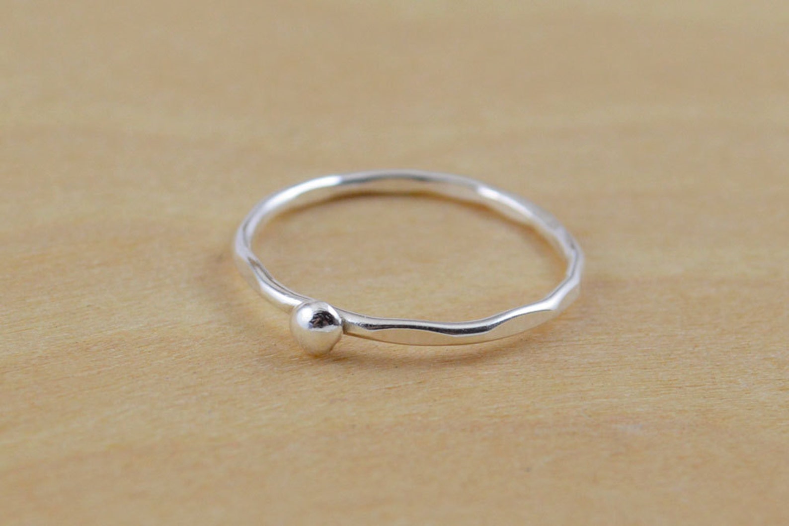 Recyled Silver Ring Silver Ball Ring Stackable Ring Etsy