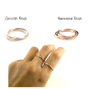 Tri color rolling rings interlocking ring trinity ring skinny rolling ring gift for her image 7