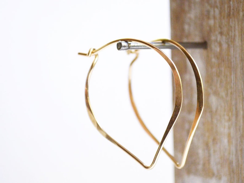 gift for her 14k gold filled hoop gift under 25 simple hoop earrings Lotus hoop earrings leaf earrings minimalist earrings