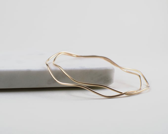 Wavy Bangle Stackable Bangle Bracelet Thin Gold Bangle Skinny Bangle ...