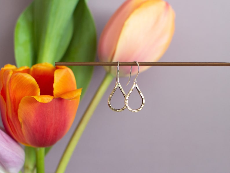 Brass teardrop earrings brass earrings minimalist earrings mixed metal jewelry boho earrings gift under 25 image 1