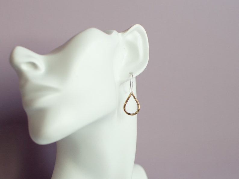 Brass teardrop earrings brass earrings minimalist earrings mixed metal jewelry boho earrings gift under 25 image 6