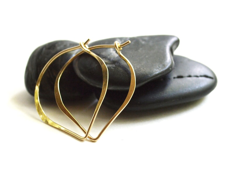 gift for her 14k gold filled hoop gift under 25 simple hoop earrings Lotus hoop earrings leaf earrings minimalist earrings