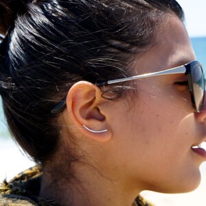 Silver ear climbers  - Curved ear pins - silver ear linear - silver ear cuffs - curved line earrings- christmas gift for her