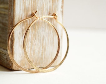 Simple hoop earrings -  gold filled hoops -  1 inch hoops earrings -  14k gold filled -  everyday earrings - gift for her - jewelry under 25