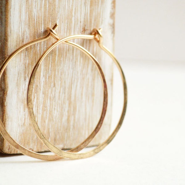 Simple hoop earrings -  gold filled hoops -  1 inch hoops earrings -  14k gold filled -  everyday earrings - gift for her - jewelry under 25