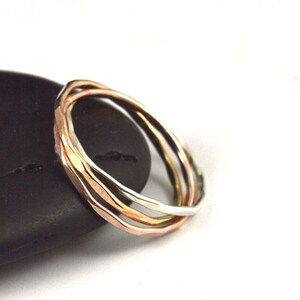 Tri color rolling rings interlocking ring trinity ring skinny rolling ring gift for her image 3