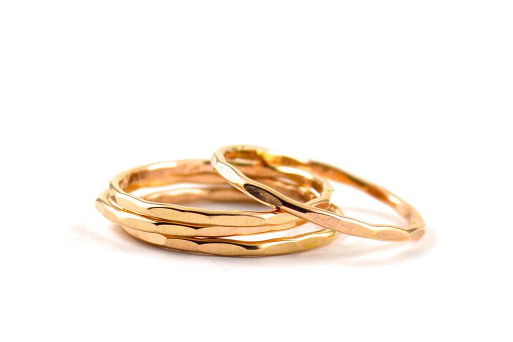 Gold Filled Stacking Ring Gold Stacking Rings Hammere Gold Etsy