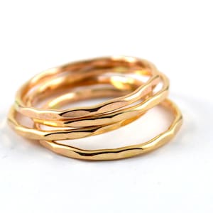 Gold filled stacking ring -  gold stacking rings - hammere gold ring - skinny stackable ring - gift for her - stacking rings set