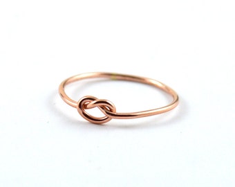 Rose gold knot ring - simple knot ring - pink gold ring - love knot gold ring - 14k rose gold filled - gift for her under 25