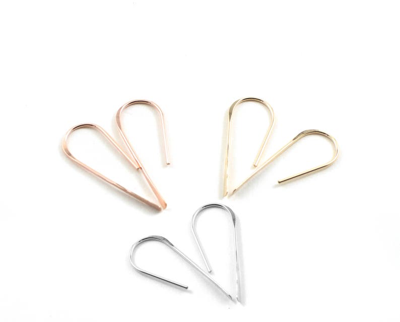 U shaped earrings Open hoop earrings rose gold earrings simple wire earrings gold hoop earrings minimalist earrings gift under 20 image 4