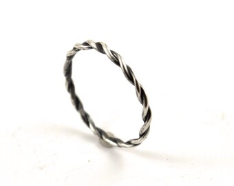 Twisted band ring -  twisted rope band -  braid ring -  stackable ring -  silver ring