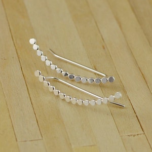 Beaded ear pins silver ear linear silver ear climbers silver ear cuffs minimalist earrings image 3