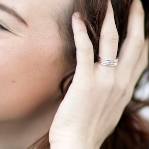 Silver stacking rings - silver rings - Hammered silver ring set - minimalist jewelry - silver rings for women -  thin silver ring