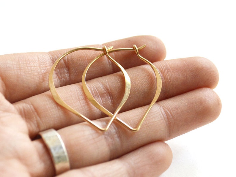 gift for her 14k gold filled hoop gift under 25 simple hoop earrings Lotus hoop earrings leaf earrings minimalist earrings