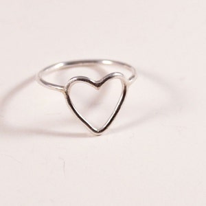 Open Heart Ring Skinny Love Ring Handmade Silver Ring - Etsy