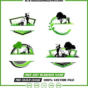 DIY Lawn Care Logo: Editable Landscaping Canva Illustration