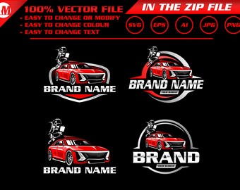 Pacchetto di loghi SVG per carrozzeria moderna: design per officine (download digitale)