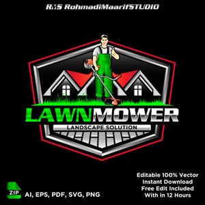 Lawn Mower Logo, Zero Turn Mower Logo, Landscaping Logo, Yard Service Logo, Lawn Care Logo Design, Lawn Mowing Logo, Lawn Care Templates