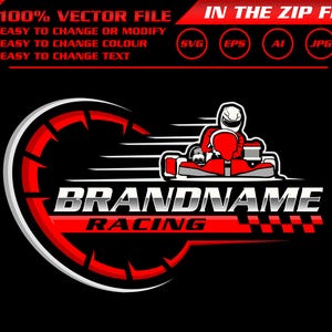 Go Kart Racer SVG: Logotipo de carreras personalizable, archivo de corte de calcomanía de vinilo