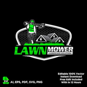 Lawn Mower Logo, Zero Turn Mower Logo, Landscaping Logo, Yard Service Logo, Lawn Care Logo Design, Lawn Mowing Logo, Lawn Care Templates
