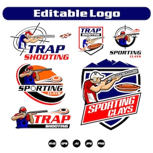 トラップ射撃のクリップアートコレクション、トラップ射撃のロゴ、クレーターゲット、SVG、PNG（カットファイル）