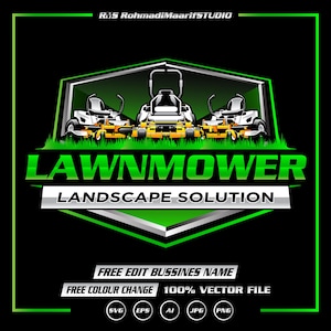 Lawn Mower Logo, Zero Turn Mower Logo, Landscaping Logo, Yard Service Logo, Lawn Care Logo Design, Lawn Mowing Logo, Lawn Care Templates