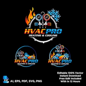 HVAC Logo Bundle: Heating & Cooling PNG SVG Files