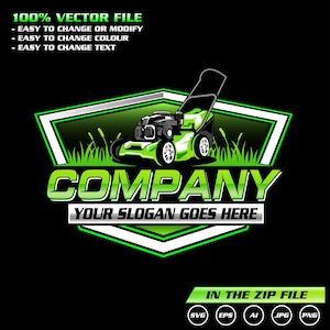 Lawn mower Logo | Customizable Landscaping lawnmower Logo | lawn mower Illustration | Lawn Mower Services Company Logo.