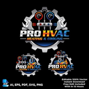 Paquete de logotipos modernos para sistemas de climatización (HVAC): imagen de marca para empresas de calefacción y refrigeración (svg, ai, eps)