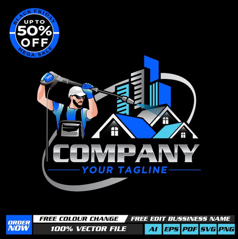 Pressure Washing Logo | Power Wash Design | Home Pressure Cleaning ...