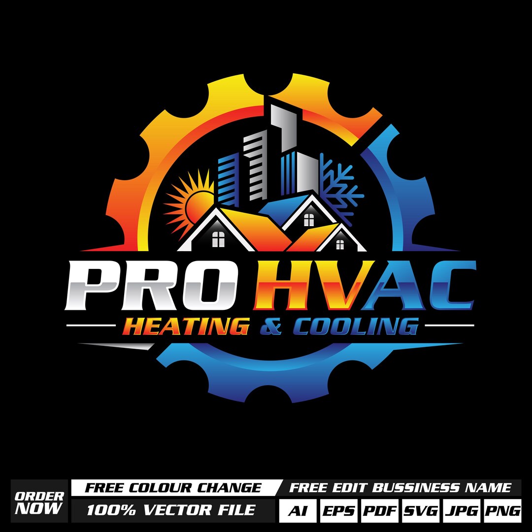 Modern HVAC Service Logo | Hvac Gauge Illustration | Heating Cooling ...