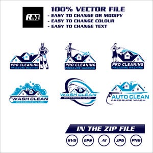 Professional Pressure Washing logo SVG PNG Bundle for instant Download
