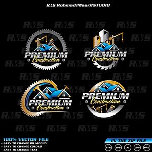Construction Logo: Home Builder, Repair, & Renovation (Digital Files)