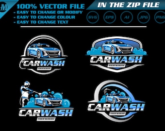 Car Wash Logo Template: Automotive Detailing SVG Bundle