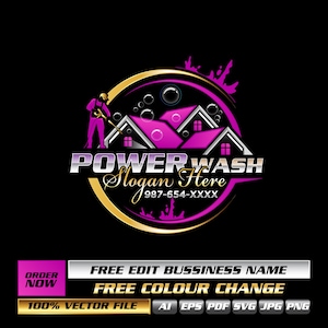 Modern Power Washing Logo: Pressure Washing, House Cleaning