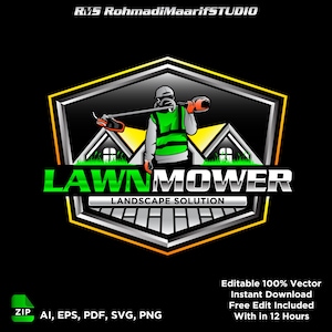 Lawn Mower Logo, Zero Turn Mower Logo, Landscaping Logo, Yard Service Logo, Lawn Care Logo Design, Lawn Mowing Logo, Lawn Care Templates