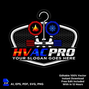 HVAC Logo Bundle: Heating & Cooling Designs (PNG SVG)