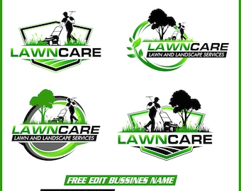 Logo-Design für Rasenpflege, Branding für Landschaftsbauunternehmen, Rasenmäher (svg, ai, eps, pdf)