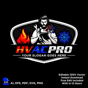 Heating and Cooling, HVAC Logo PNG SVG Bundle: Heating, ventilation, and air conditioning logo Bundle