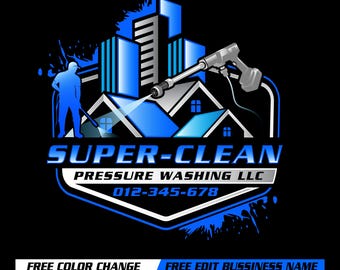 Logo-ontwerp voor hogedrukreiniging | Branding bedrijfslogo Power Wash (vectorbestand)